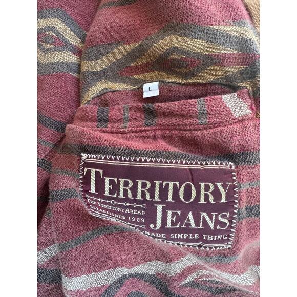 VTG Territory Ahead Jacket Mens Large Tan Duck Canvas Chore Aztec Lined Utility - Picture 11 of 16